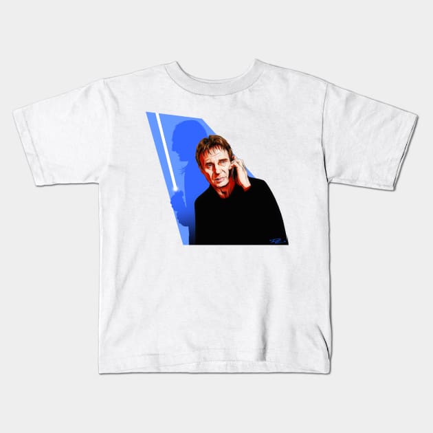 Liam Neeson - An illustration by Paul Cemmick Kids T-Shirt by PLAYDIGITAL2020